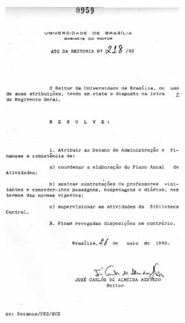 Ato da Reitoria nº 0218/1983