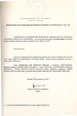 Resolução do Conselho de Ensino, Pesquisa e Extensão nº 0002/1996