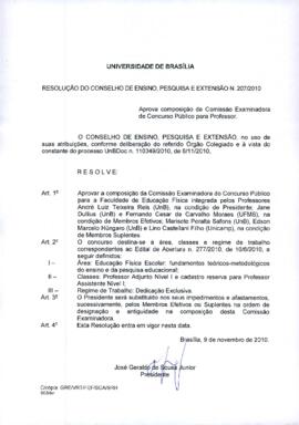 Resolução do Conselho de Ensino, Pesquisa e Extensão Nº 0207/2010
