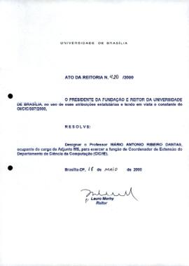 Ato da Reitoria nº 0420/2000