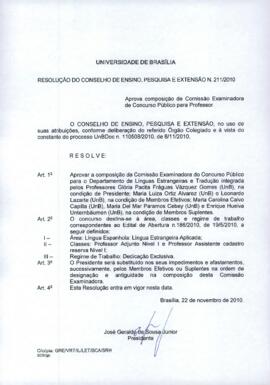 Resolução do Conselho de Ensino, Pesquisa e Extensão Nº 0211/2010