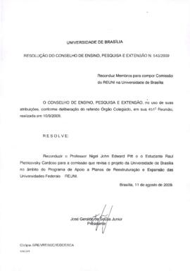 Resolução do Conselho de Ensino, Pesquisa e Extensão nº 0543A/2009