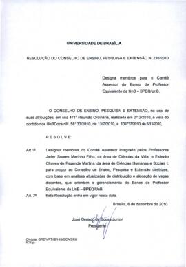 Resolução do Conselho de Ensino, Pesquisa e Extensão nº 0236/2010