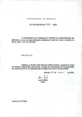 Ato da Reitoria nº 0938/2002