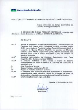 Resolução do Conselho de Ensino, Pesquisa e Extensão nº 0022/2016