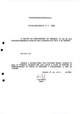 Ato da Reitoria nº 0702/2004