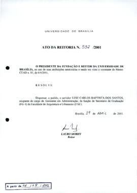 Ato da Reitoria nº 0532/2001