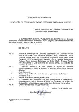 Resolução do Conselho de Ensino, Pesquisa e Extensão nº 0118/2010