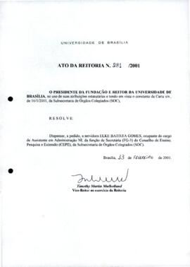 Ato da Reitoria nº 0281/2001