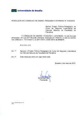 Resolução do Conselho de Ensino, Pesquisa e Extensão nº 0102/2015