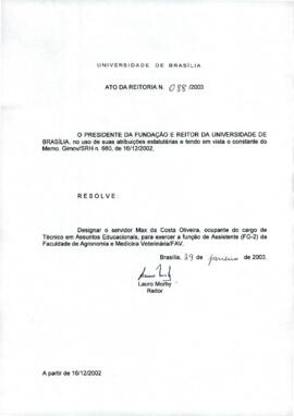 Ato da Reitoria nº 0088/2003