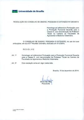 Resolução do Conselho de Ensino, Pesquisa e Extensão nº 0263/2014