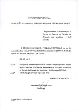 Resolução do Conselho de Ensino, Pesquisa e Extensão nº 0074/2011