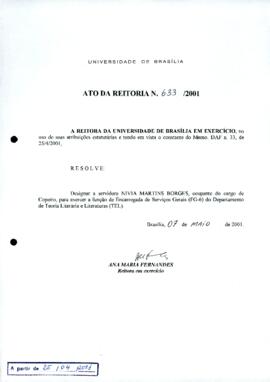 Ato da Reitoria nº 0633/2001