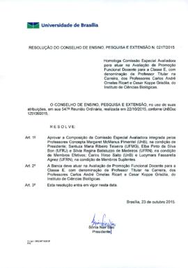 Resolução do Conselho de Ensino, Pesquisa e Extensão nº 0217/2015