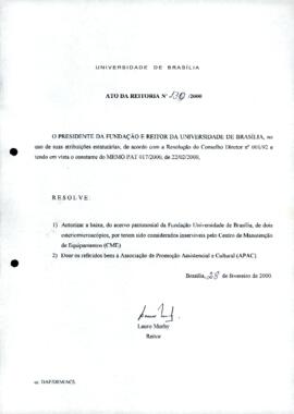 Ato da Reitoria nº 0130/2000