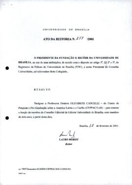 Ato da Reitoria nº 0277/2001