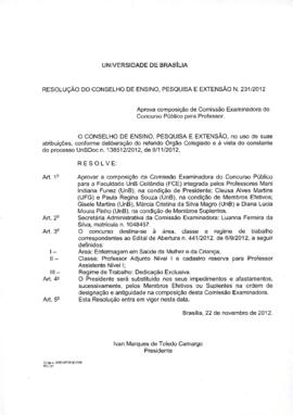 Resolução do Conselho de Ensino, Pesquisa e Extensão nº 0231/2012
