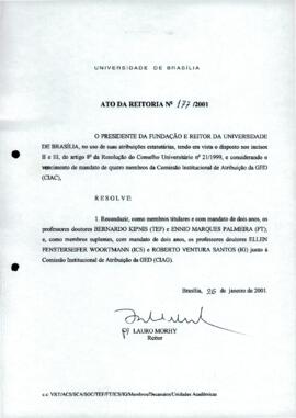 Ato da Reitoria nº 0177/2001