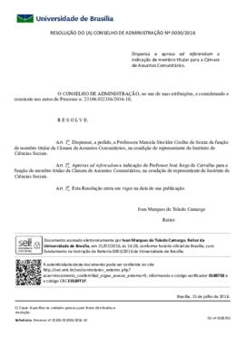 Resolução do Conselho de Administração nº 0030/2016