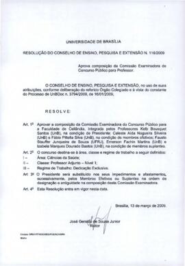 Resolução do Conselho de Ensino, Pesquisa e Extensão nº 0116/2009