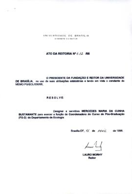 Ato da Reitoria nº 0612/1998