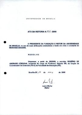 Ato da Reitoria nº 0452/2000