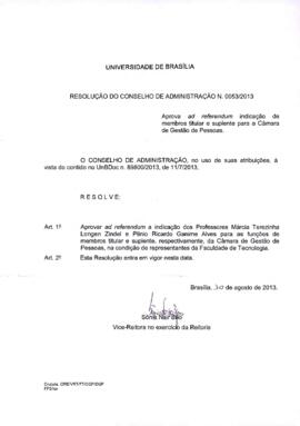 Resolução do Conselho de Administração nº 0053/2013