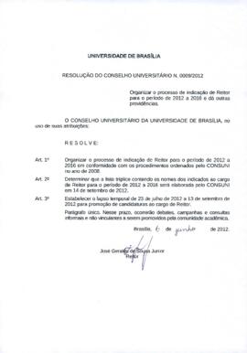 Resolução do Conselho Universitário nº 0009/2012