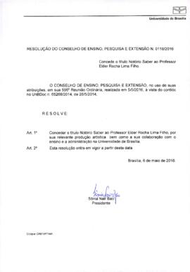 Resolução do Conselho de Ensino, Pesquisa e Extensão Nº 0118/2016