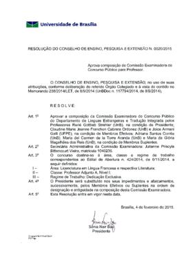 Resolução do Conselho de Ensino, Pesquisa e Extensão nº 0020/2015