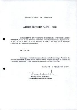 Ato da Reitoria nº 0274/2001