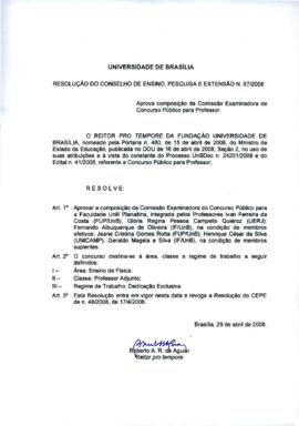 Resolução do Conselho de Ensino, Pesquisa e Extensão nº 0067/2008