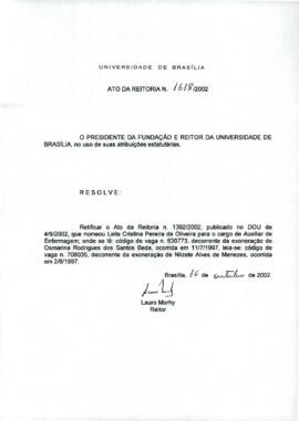 Ato da Reitoria nº 1618/2002