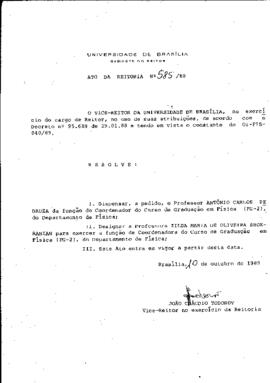 Ato da Reitoria nº 0585/1989