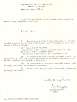 Ato da Reitoria nº 0310/1986