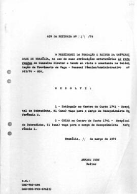 Ato da Reitoria nº 0189/1976