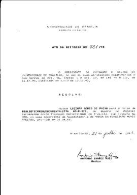 Ato da Reitoria nº 0851/1993