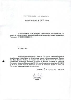 Ato da Reitoria nº 0047/2003