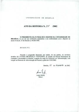 Ato da Reitoria nº 0137/2002