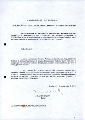 Resolução do Conselho de Ensino, Pesquisa e Extensão nº 0075/2001