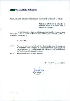 Resolução do Conselho de Ensino, Pesquisa e Extensão Nº 0054/2016