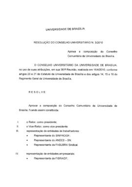 Resolução do Conselho Universitário nº 0003/2010