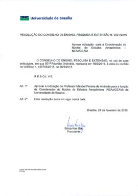 Resolução do Conselho de Ensino, Pesquisa e Extensão nº 0021/2016