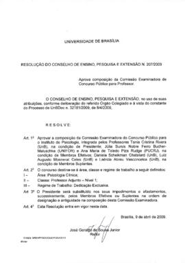 Resolução do Conselho de Ensino, Pesquisa e Extensão nº 0207/2009
