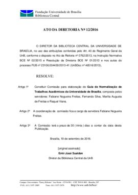 Ato da Diretoria 0012/2016