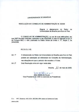 Resolução do Conselho de Administração Nº 0003/2009