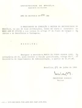 Ato da Reitoria nº 0280/1986