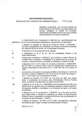 Resolução do Conselho de Administração nº 0005/2012