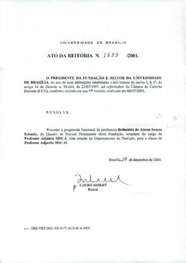 Ato da Reitoria nº 1533/2001